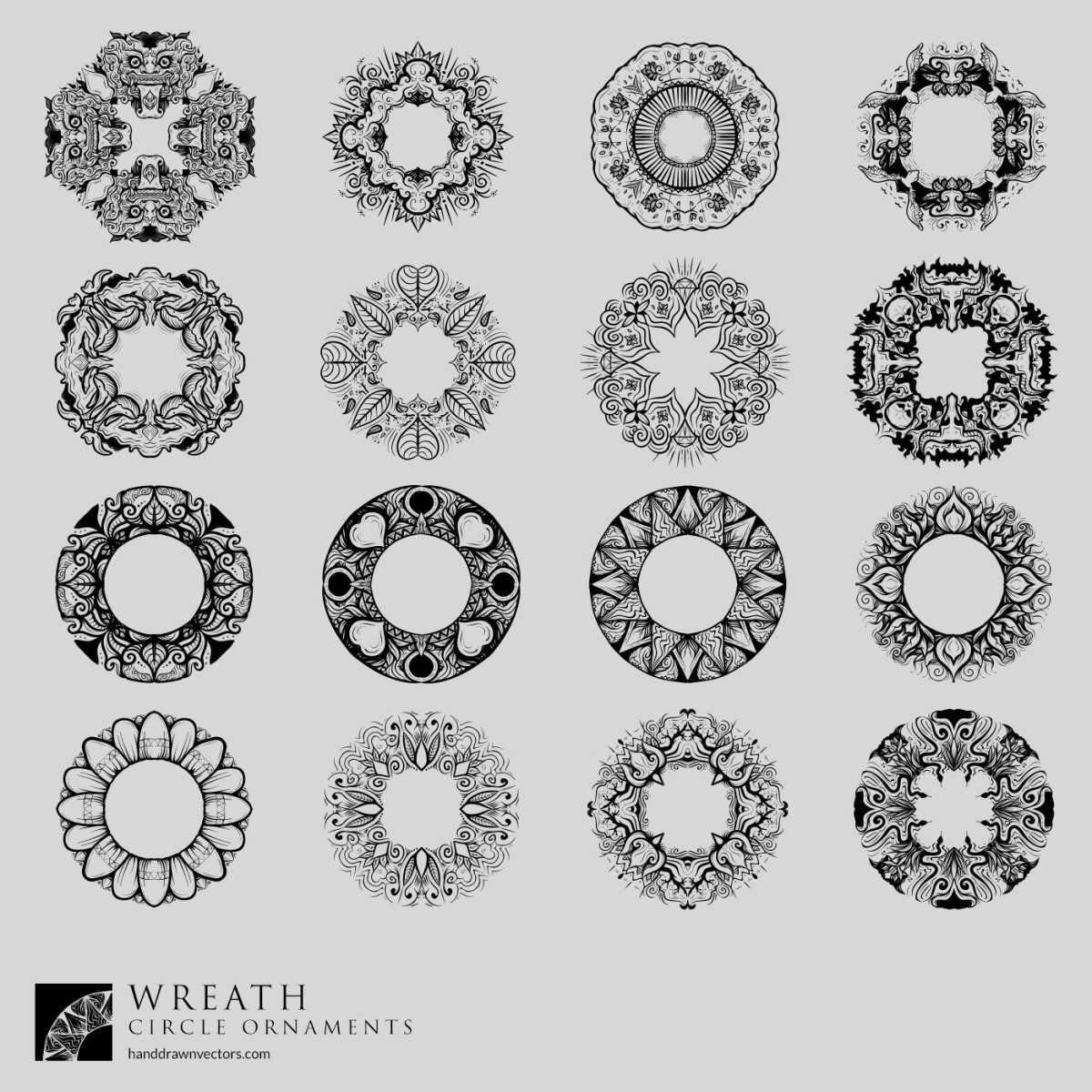 vector wreath circle Wreaths ornaments circle  Vectors  Drawn Hand