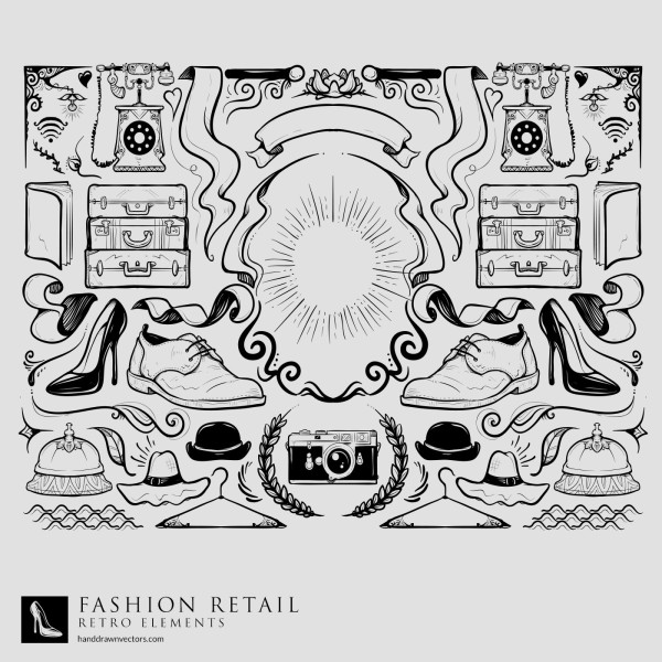 hand drawn retail collection vector